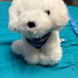 Plush White Dog Toy with Blue Bandana - Soft Squeak-Free Companion